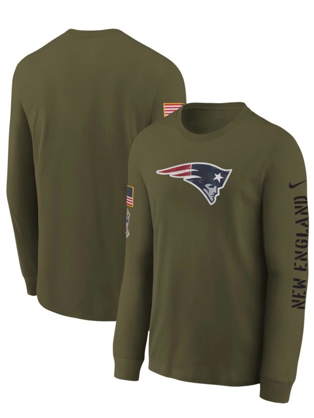 Nike Salute to Service New England Patriots Long Sleeve T-Shirt - Olive Green